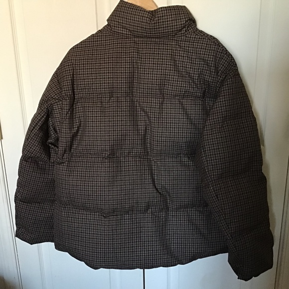 Uniqlo Women Check Patterned Down Puffer Jacket Coat Water Repellent Brown XL - Picture 2 of 13